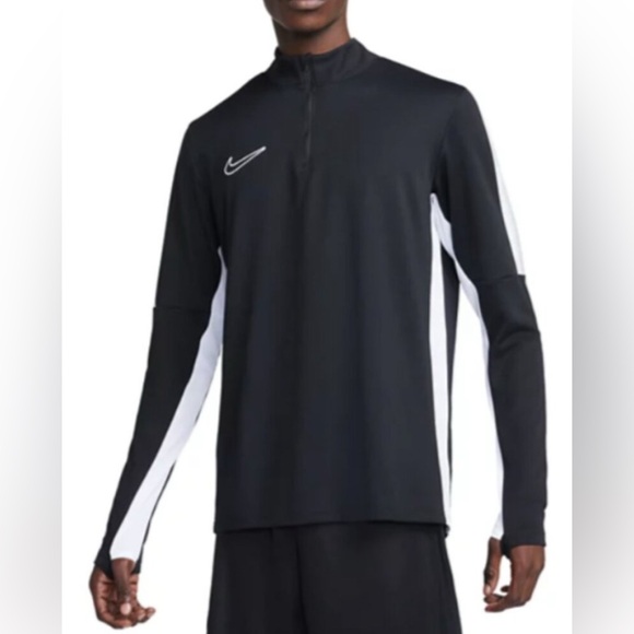 Nike Dri FIT Soccer Pullover Mens size M Training Half Zip Black White DX4294 - Picture 1 of 5